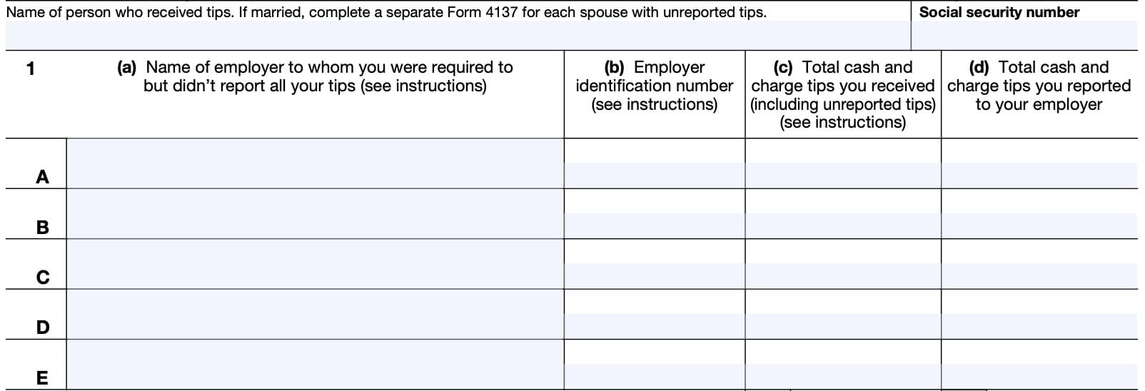 irs form 4137, line 1
