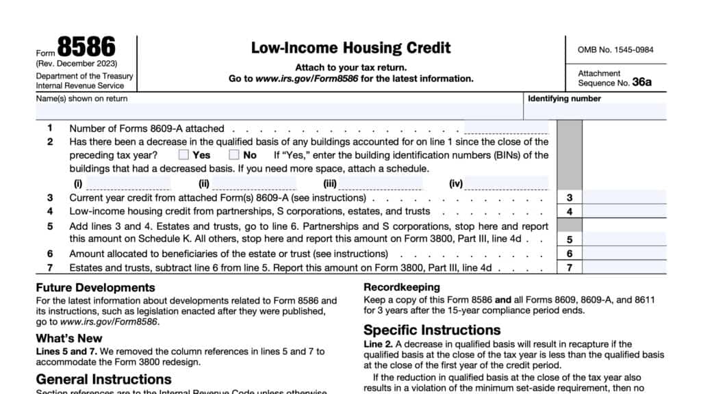 IRS Form 8586, Low-Income Housing Credit