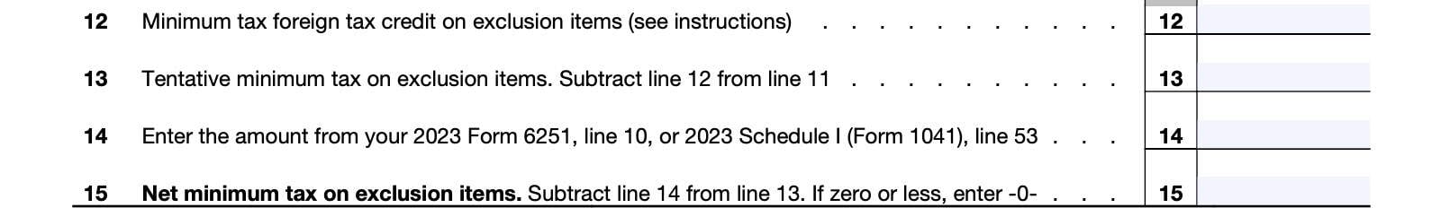 irs form 8801, lines 12 through 15