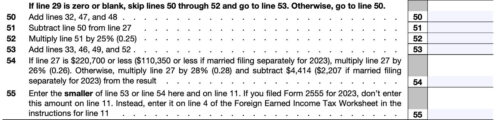 irs form 8801 lines 50 through 55