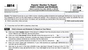 irs form 8814, Parents’ Election To Report Child’s Interest and Dividends