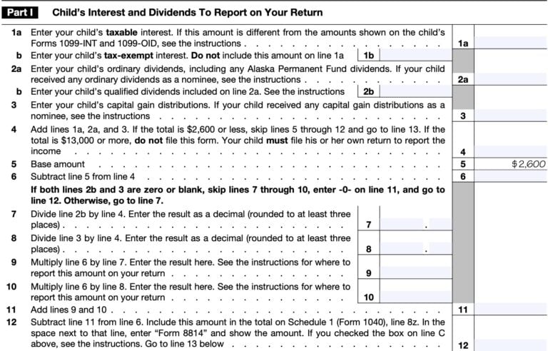 IRS Form 8814 Instructions - Your Child's Interest & Dividends
