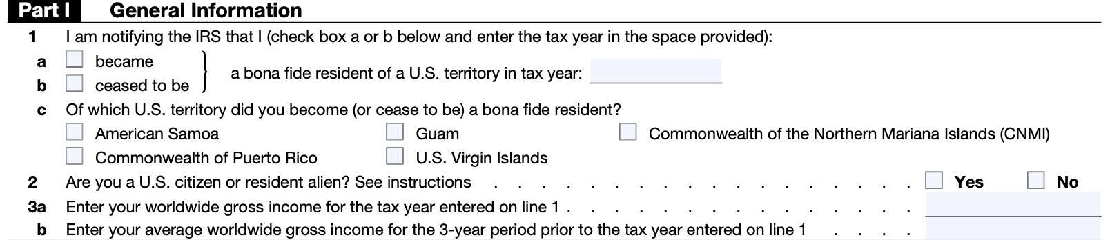 Form 8898 part I, general information