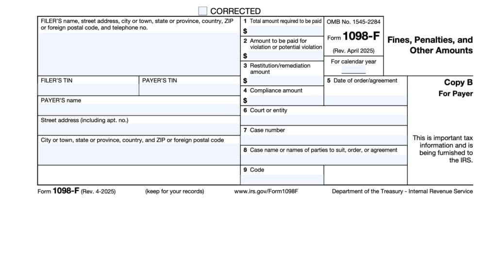 irs form 1098-f, Fines, Penalties, and Other Amounts