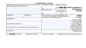 irs form 1099-sb, seller's investment in life insurance contract