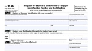 Request for Student’s or Borrower’s Taxpayer Identification Number and Certification