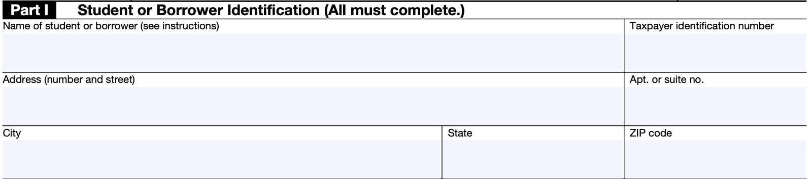 irs form w-9s, part i: student or borrower identification