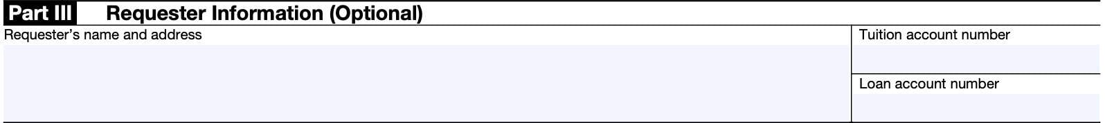 irs form w-9s part iii: requester information
