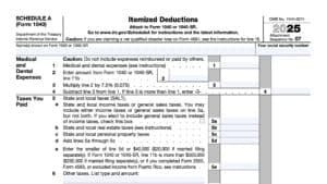 irs schedule a, itemized deductions