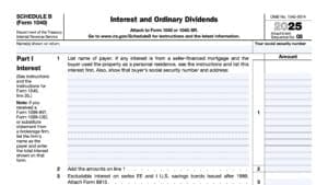 irs schedule b, interest and ordinary dividends