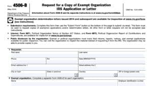 irs form 4506-b, Request for a Copy of Exempt Organization IRS Application or Letter
