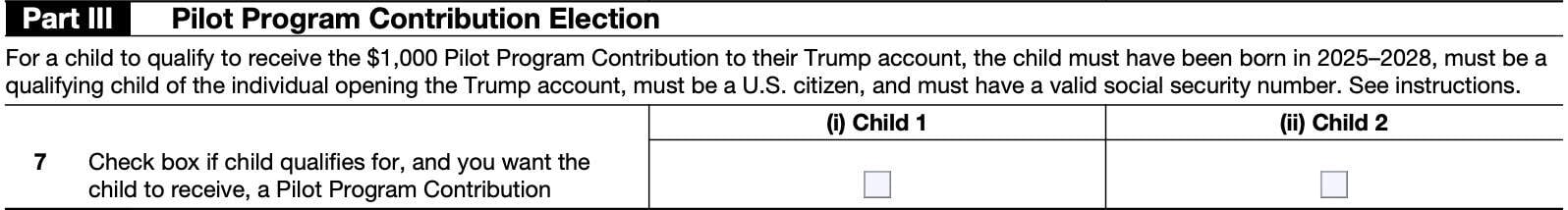 irs form 4547 part iii: pilot program contribution election