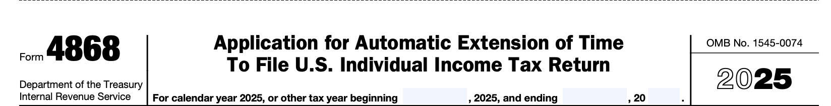 irs form 4868, application for automatic extension of time to file U.S. individual income tax return - information fields for fiscal year filers