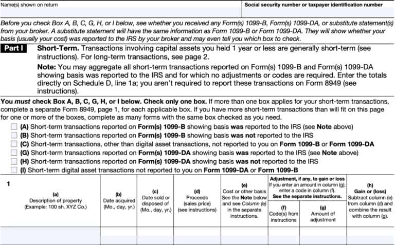 IRS Form 8949 Instructions - Sales & Dispositions of Capital Assets