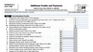 IRS Schedule 3, Additional Credits & Payments