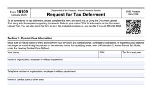 irs form 15109, request for tax deferment