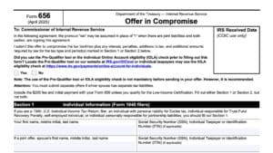 irs form 656, offer in compromise