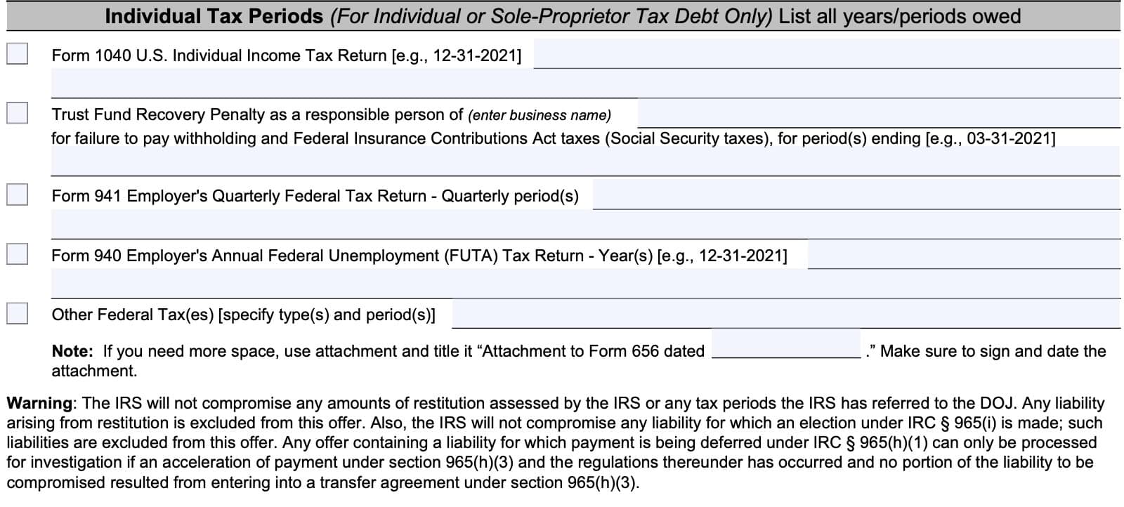individual tax periods