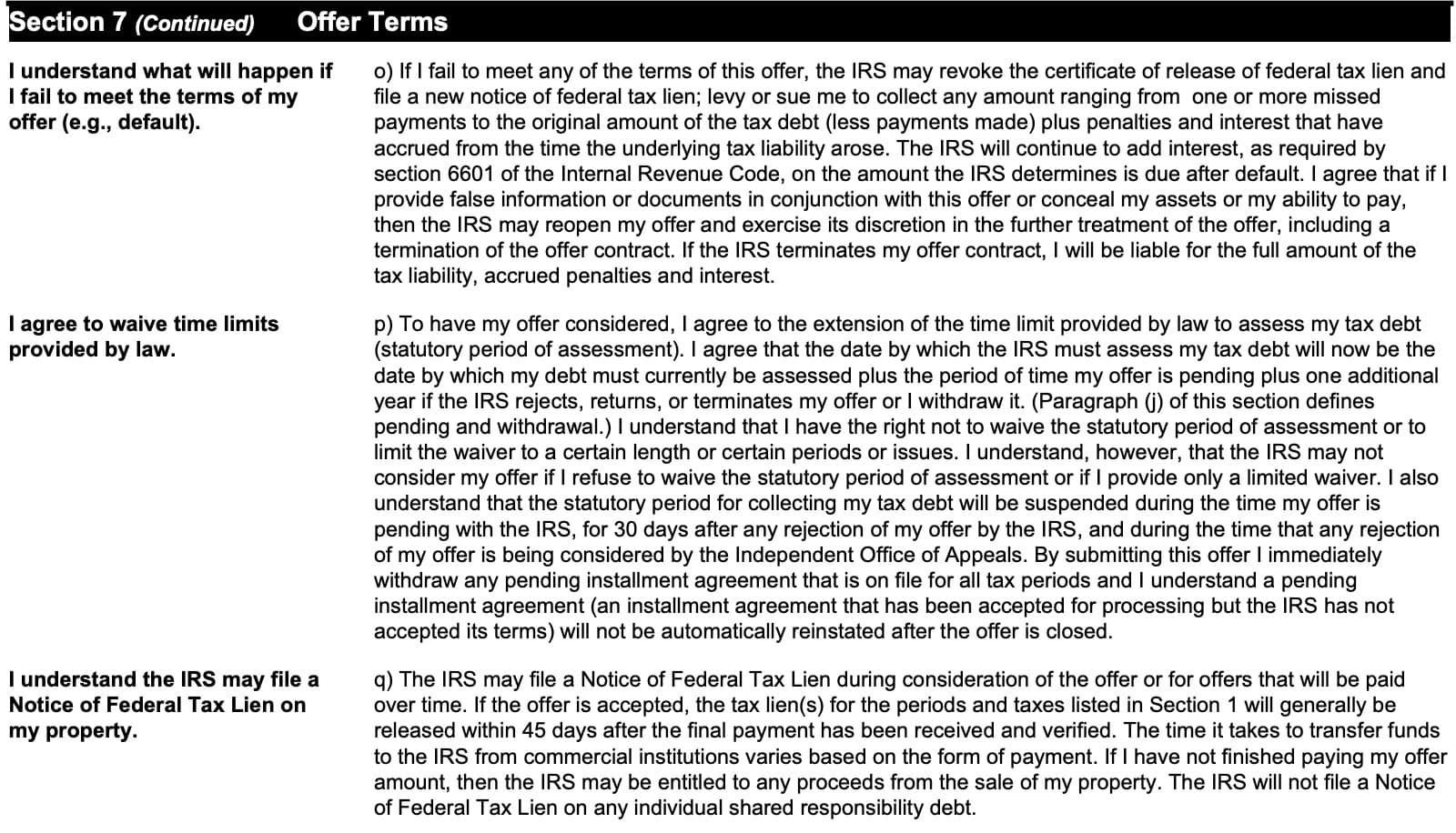 section 7 terms