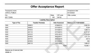 irs form 7249, Offer Acceptance Report
