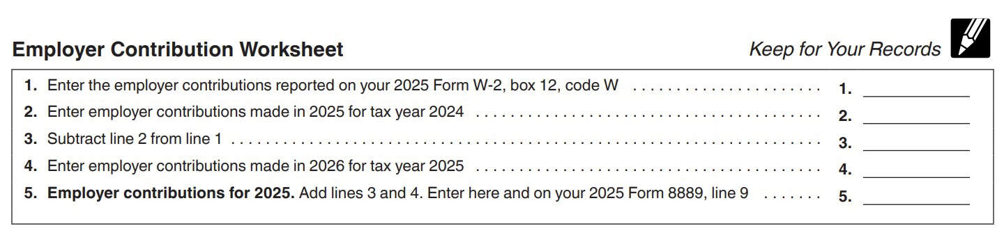 employer contribution worksheet