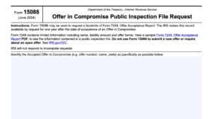 irs form 15086, offer in compromise public inspection file request