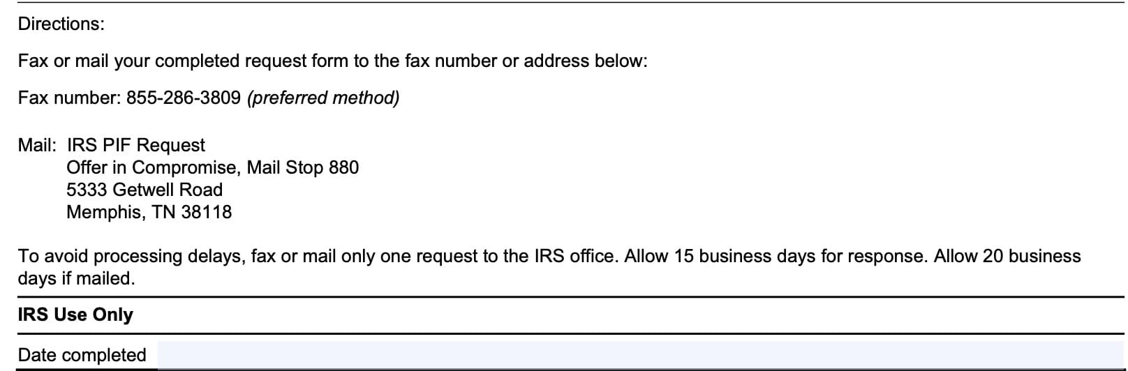 irs form 15086 filing instructions