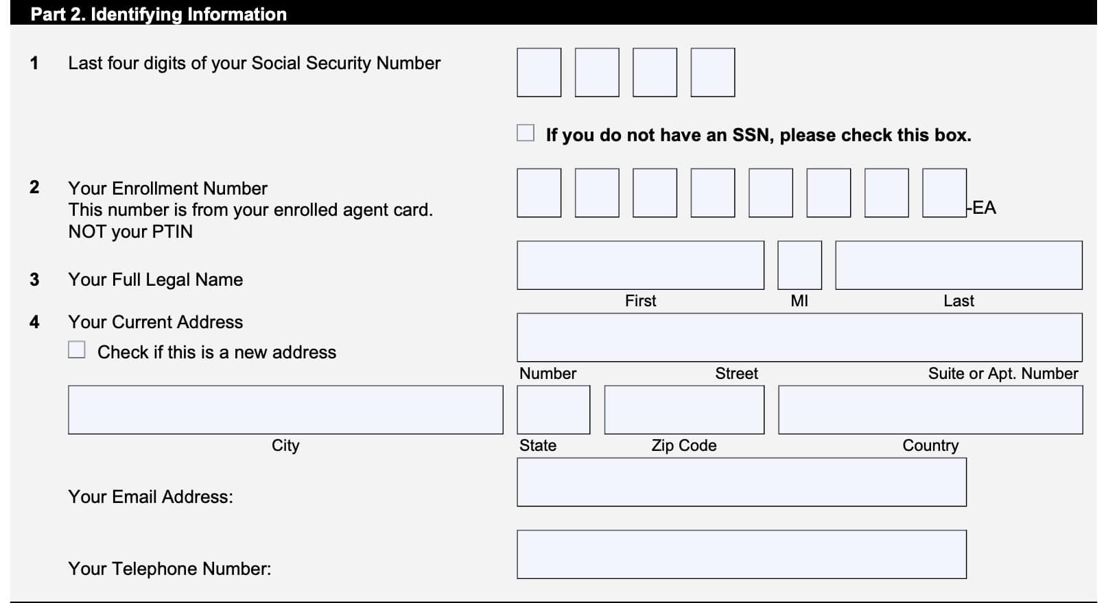 irs form 8554, part 2: identifying information