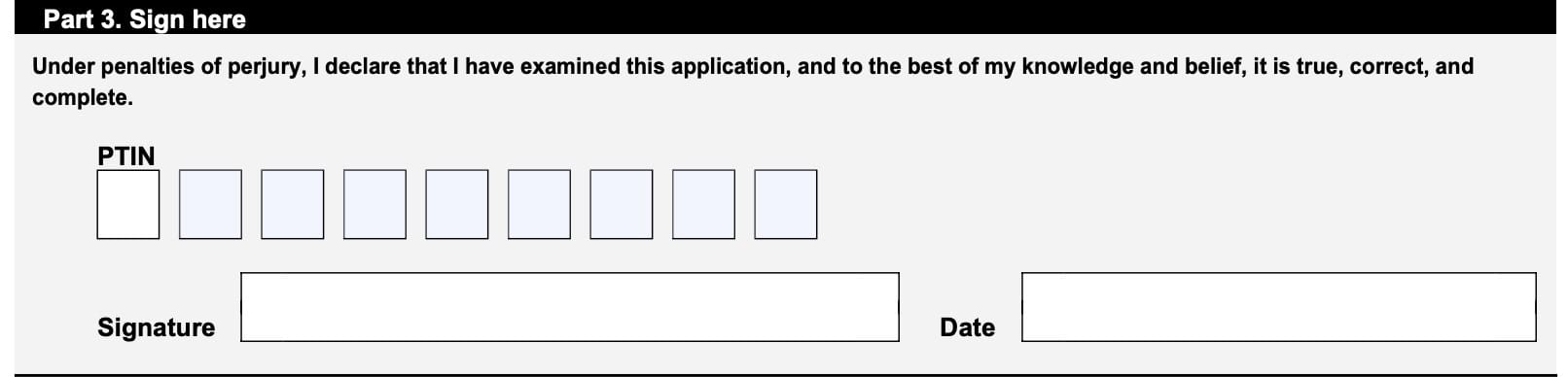 irs form 8554 part 3, sign here